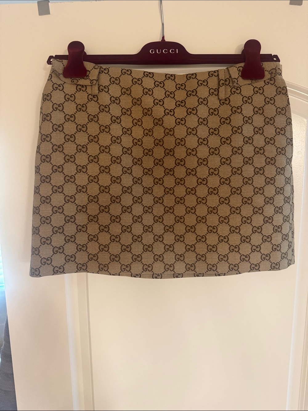 Gucci Beige GG Monogram Mini Skirt